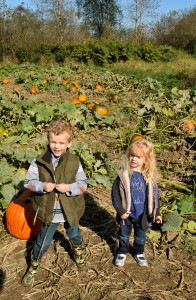 AJ and Camille at the pumpkin patch.